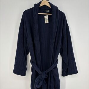 Vtg NWT Cambridge Classics Mervyns Long Bath Robe Belt Pockets OS Navy Soft Mens